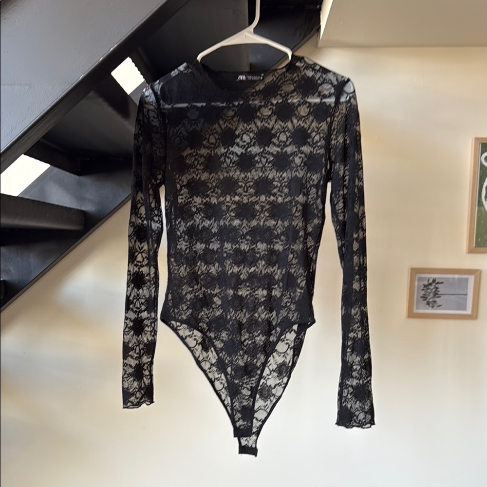Black Lace Long Sleeve Bodysuit